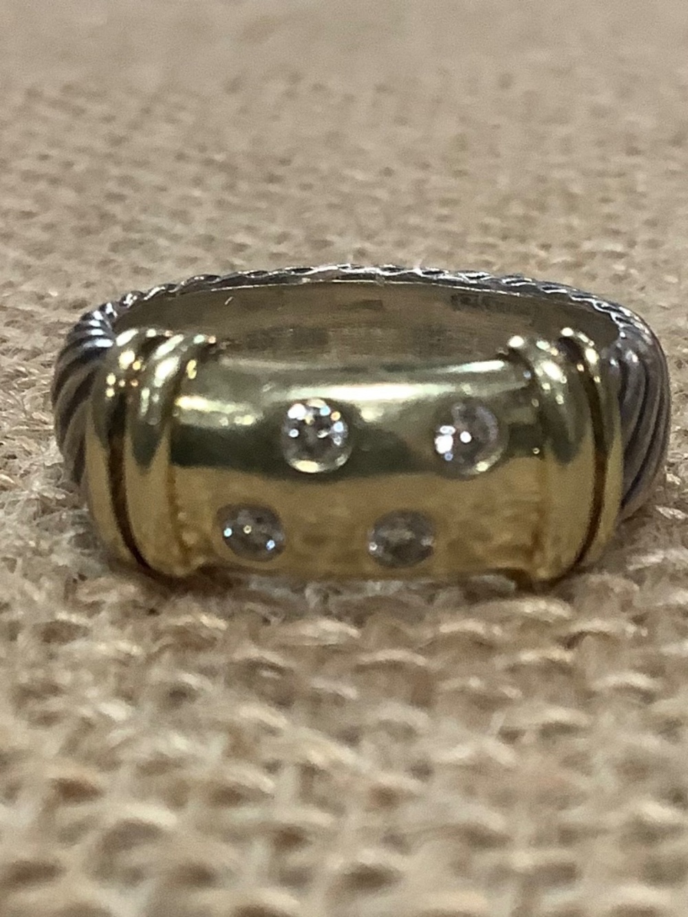 David Yurman Women's Two-tone 14K Diamond Cable Ring Size 6